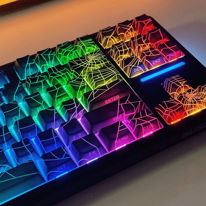 129Key Cool Spider Web Key Cap Switch Game Mechanical Keyboard