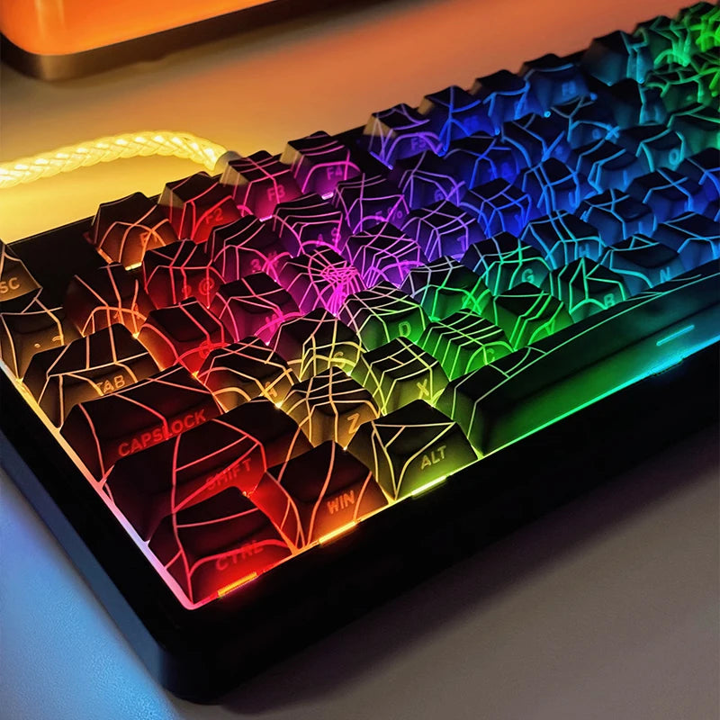 129Key Cool Spider Web Key Cap Switch Game Mechanical Keyboard