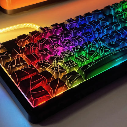 129Key Cool Spider Web Key Cap Switch Game Mechanical Keyboard