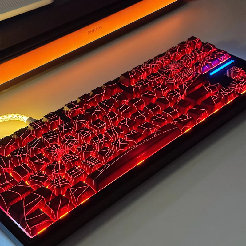 129Key Cool Spider Web Key Cap Switch Game Mechanical Keyboard