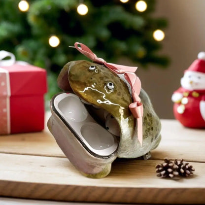 Ugly Frog Creative Handmade Earphone Case for Airpod 4/pro 3 Pink Bow Cute Funny Protective Cover Gift for Friends