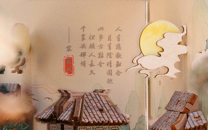 CUTEBEE Antiquity Book Nook Chinese Style Doll House Kit with Touch Light Dust Cover 3D Puzzle Toy Gift Ideas Su Dongpo's Life