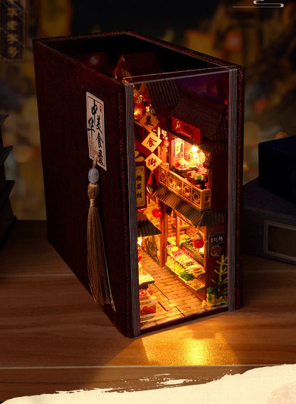 Diy Book Nook Doll House Miniature Wooden Bookshelf Shelf Insert Miniatures Home Model Kit Dollhouse Birthday Toy Gifts