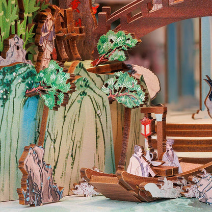 CUTEBEE Antiquity Book Nook Chinese Style Doll House Kit with Touch Light Dust Cover 3D Puzzle Toy Gift Ideas Su Dongpo's Life
