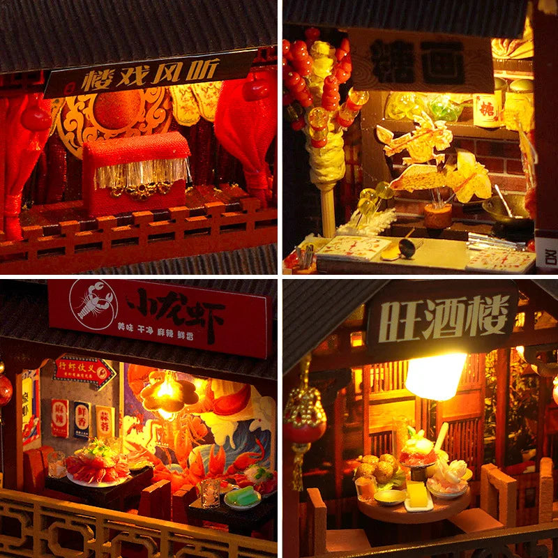 Diy Book Nook Doll House Miniature Wooden Bookshelf Shelf Insert Miniatures Home Model Kit Dollhouse Birthday Toy Gifts