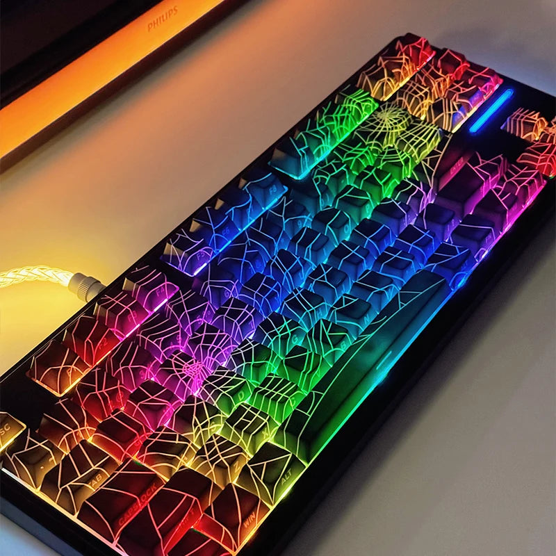 129Key Cool Spider Web Key Cap Switch Game Mechanical Keyboard