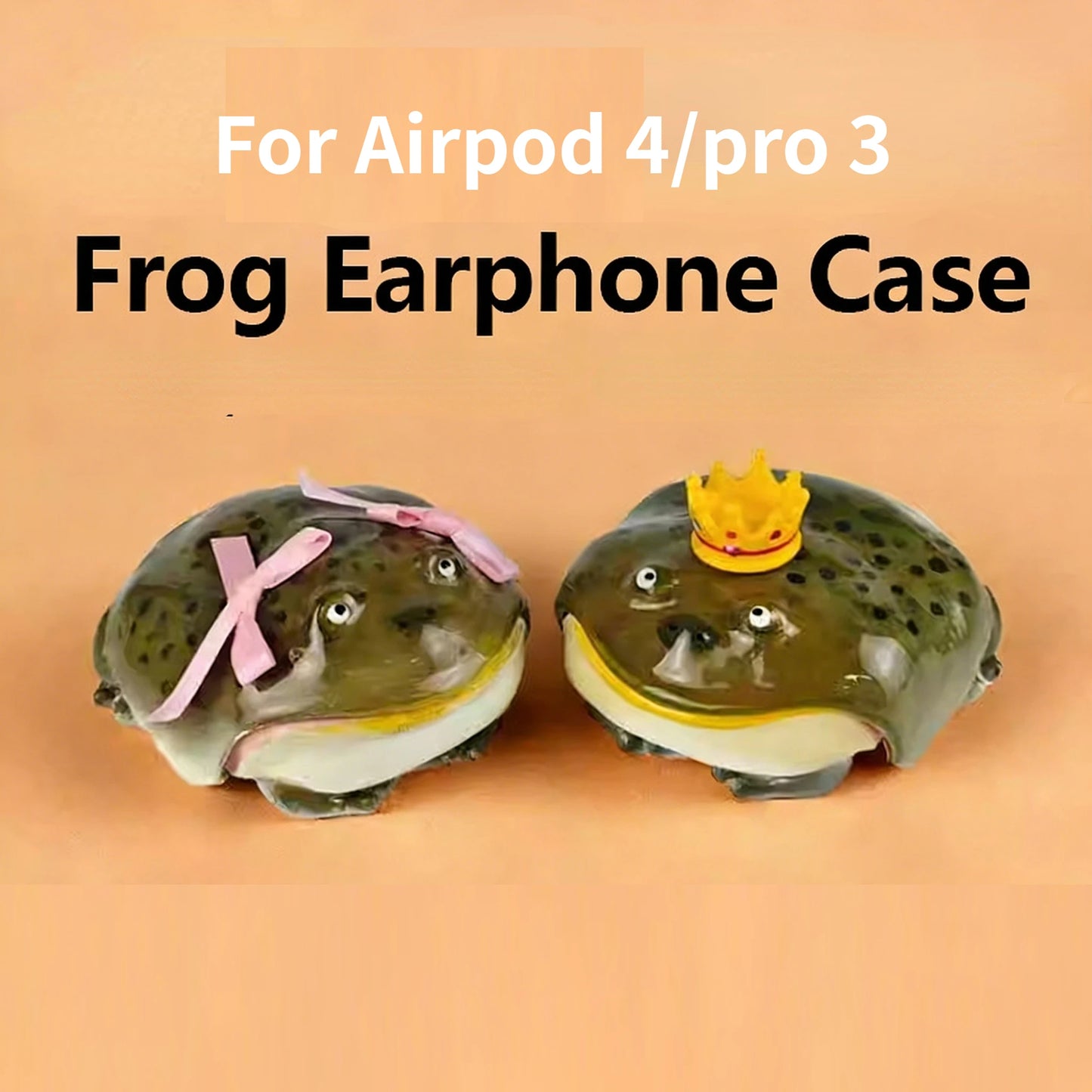 Ugly Frog Creative Handmade Earphone Case for Airpod 4/pro 3 Pink Bow Cute Funny Protective Cover Gift for Friends