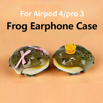 Ugly Frog Creative Handmade Earphone Case for Airpod 4/pro 3 Pink Bow Cute Funny Protective Cover Gift for Friends