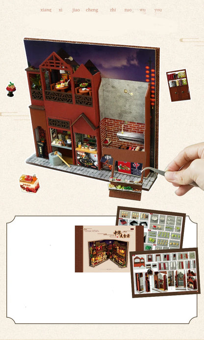 Diy Book Nook Doll House Miniature Wooden Bookshelf Shelf Insert Miniatures Home Model Kit Dollhouse Birthday Toy Gifts