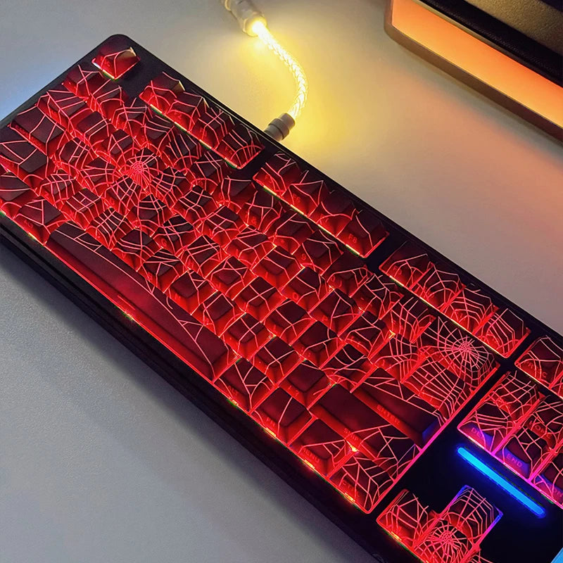 129Key Cool Spider Web Key Cap Switch Game Mechanical Keyboard