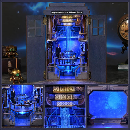 Book Nook Kit Mysterious Telephone Booth DIY Wooden Puzzle Handmade Bookshelf Dollhouse Model Bookend Building Home Decoration