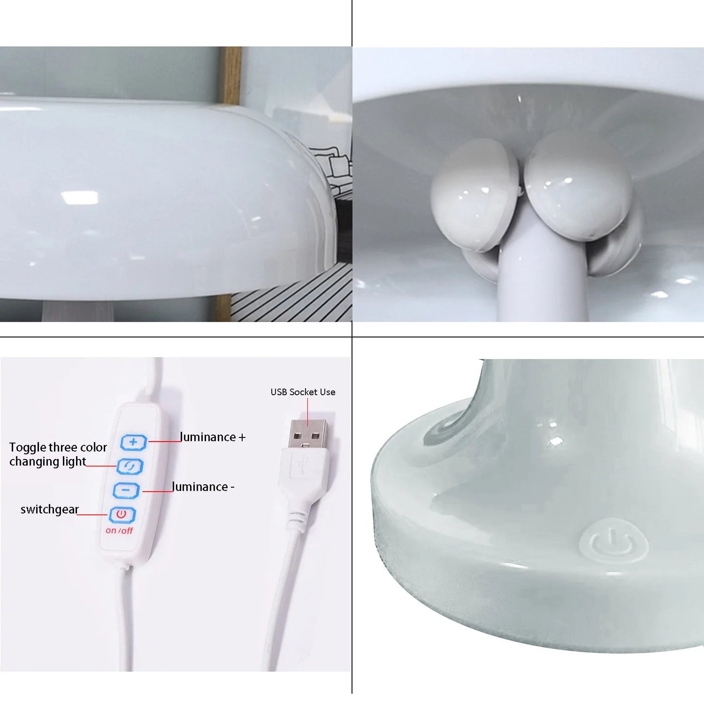 LED Mushroom table lamp minimalist modern bedroom bedside lamp Danish designer orange decorative table lamp