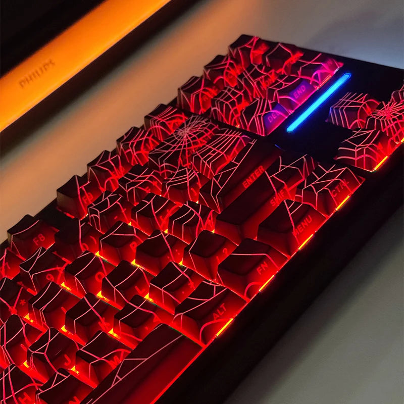 129Key Cool Spider Web Key Cap Switch Game Mechanical Keyboard