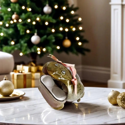 Ugly Frog Creative Handmade Earphone Case for Airpod 4/pro 3 Pink Bow Cute Funny Protective Cover Gift for Friends